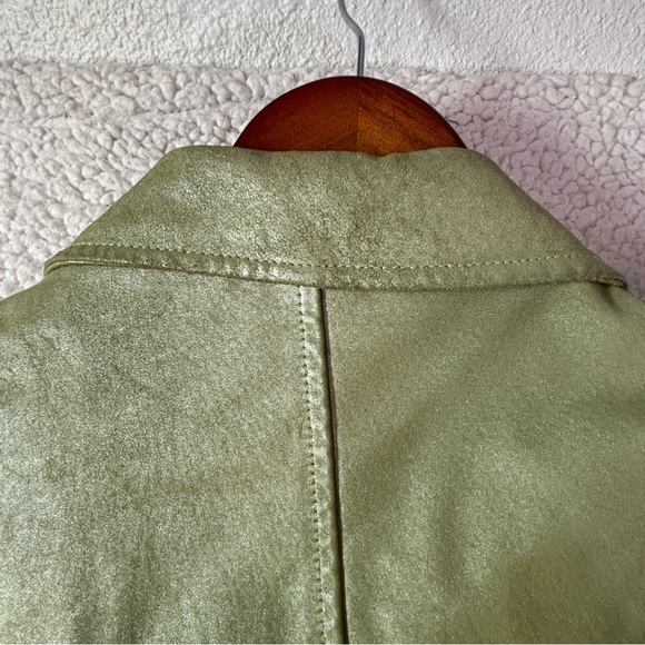 Chadwick’s XL Genuine Leather Jacket Sage Green Pearlized Zip Front Y2K - Picture 10 of 11